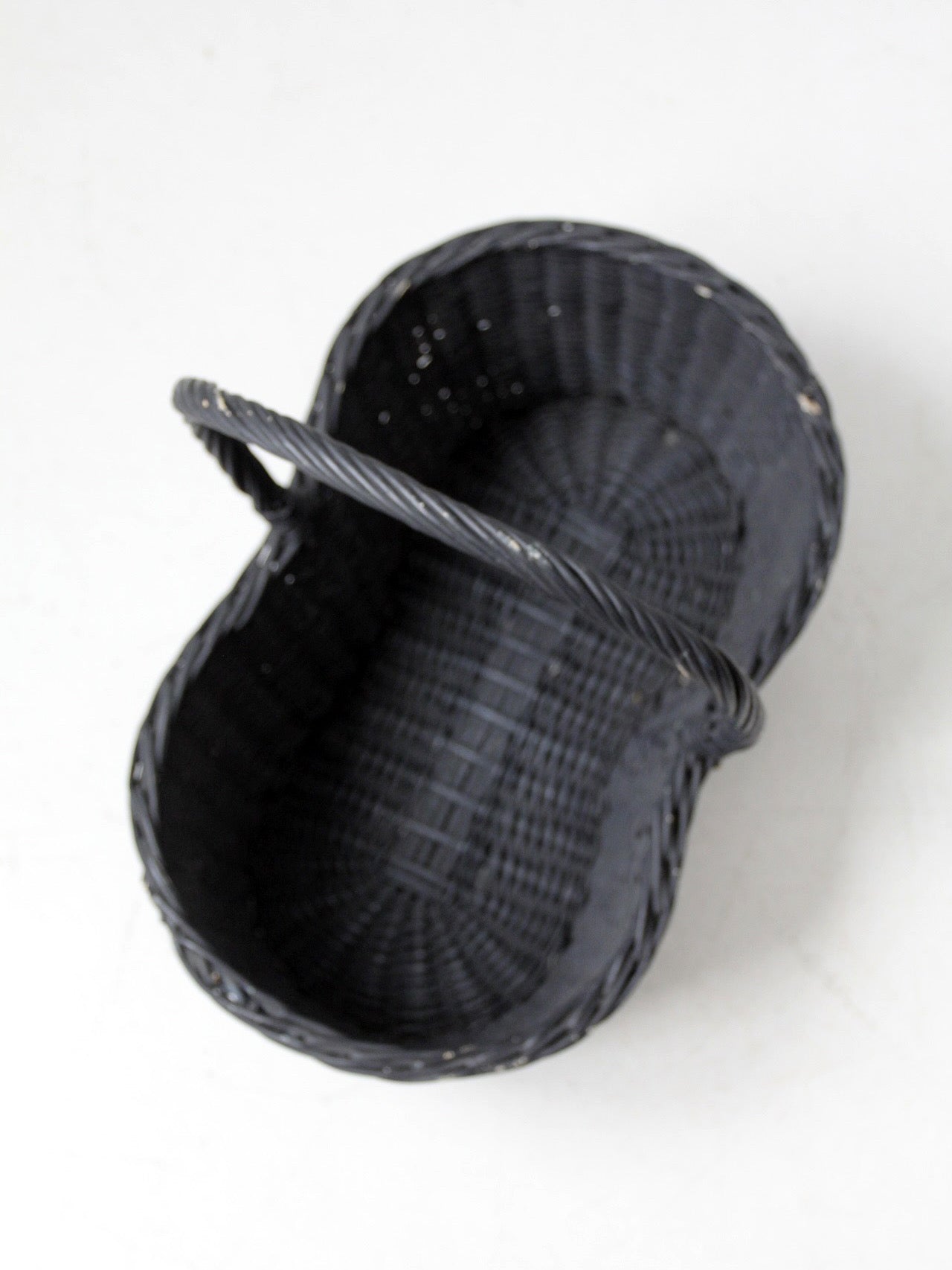 vintage black woven gathering basket