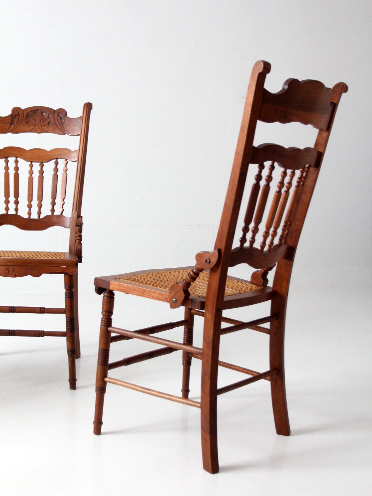 antique Eastlake Revival cane seat dining chairs | set of 3