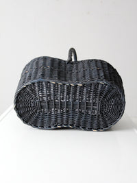 vintage black woven gathering basket