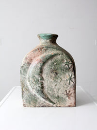 vintage cement sun and moon vase