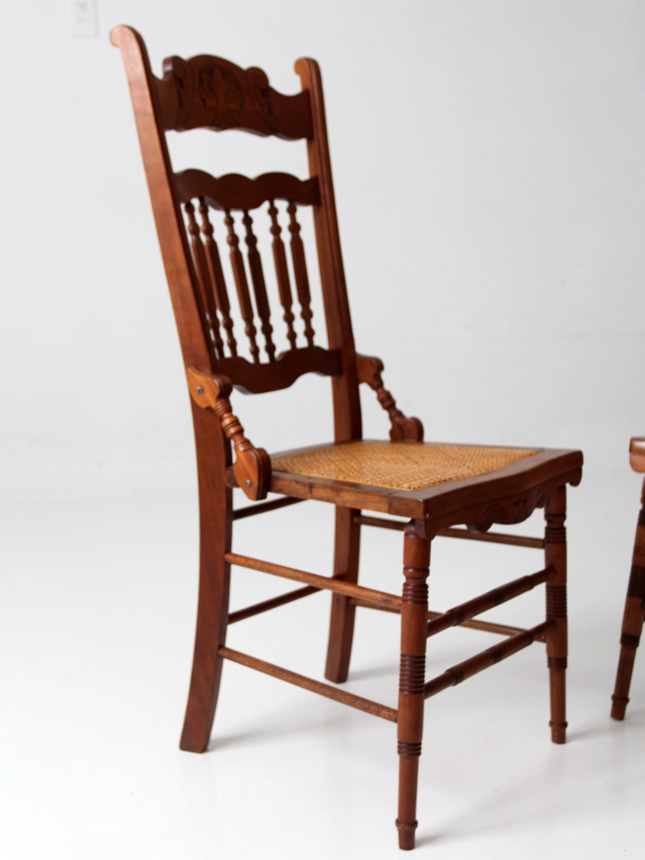 antique Eastlake Revival cane seat dining chairs | set of 3