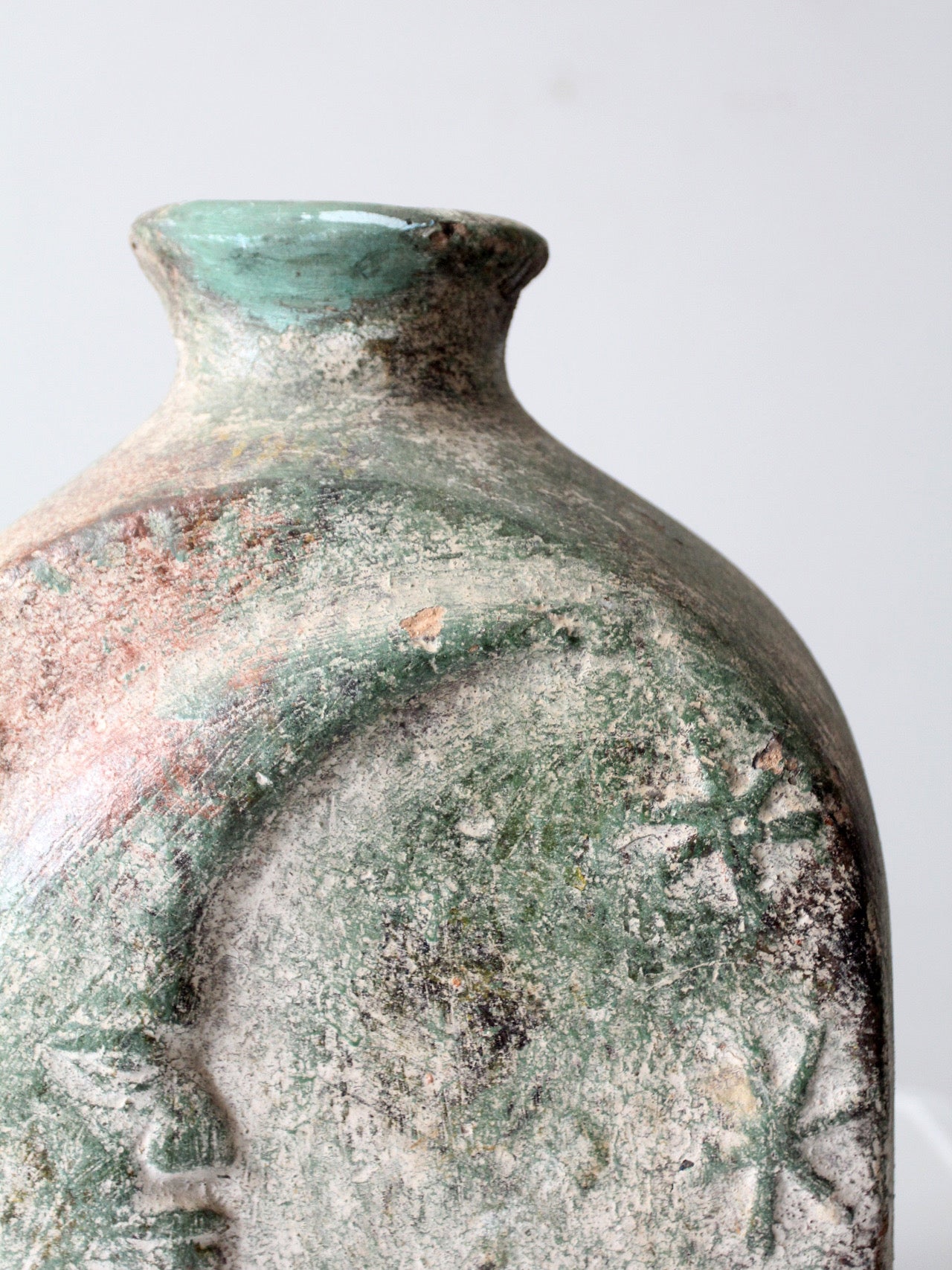 vintage cement sun and moon vase