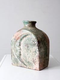 vintage cement sun and moon vase