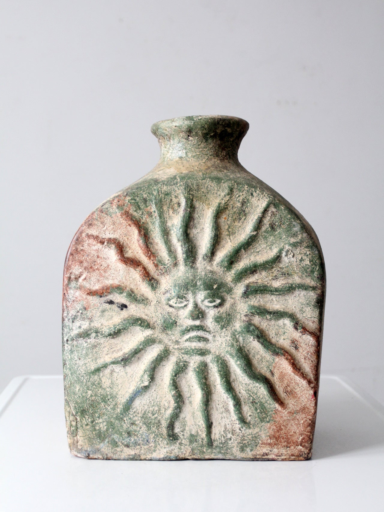 vintage cement sun and moon vase