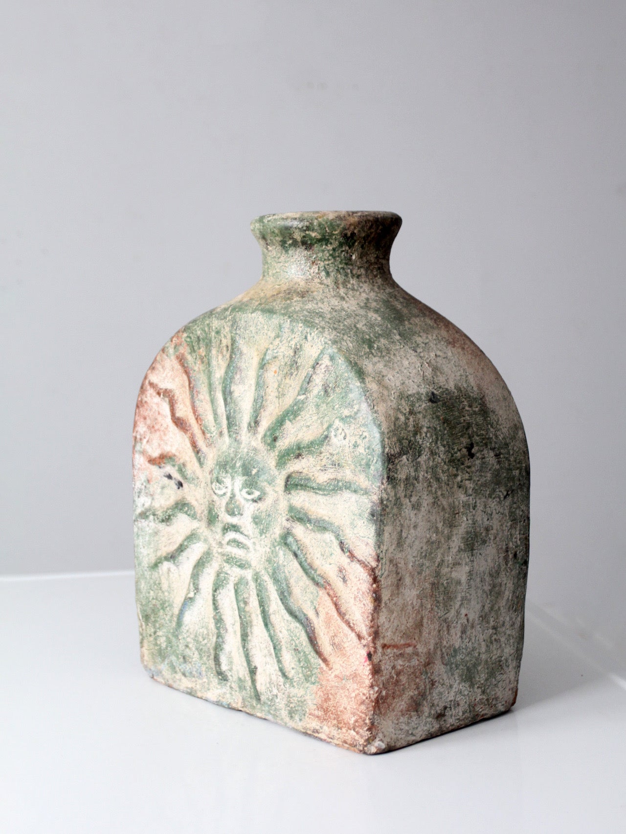 vintage cement sun and moon vase