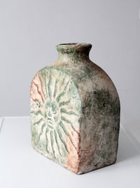 vintage cement sun and moon vase