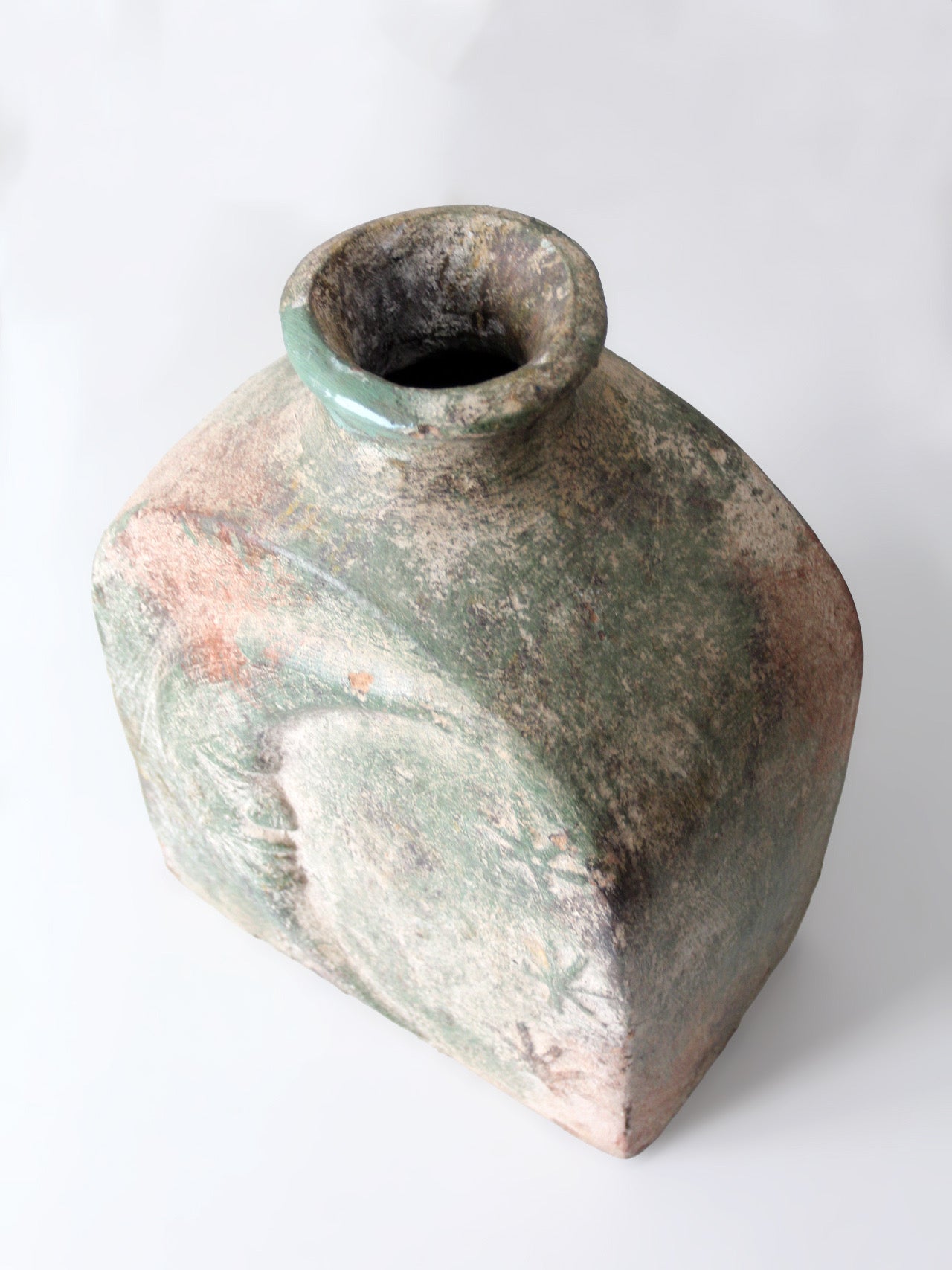 vintage cement sun and moon vase