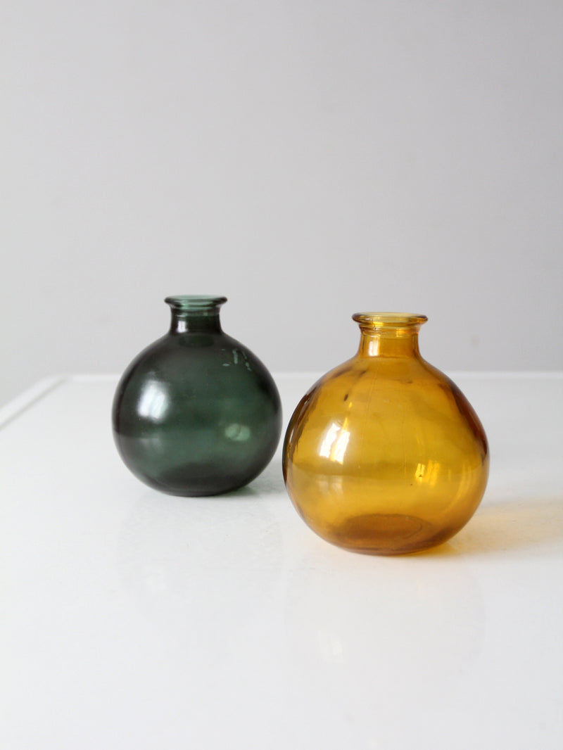 vintage recycled glass vases pair