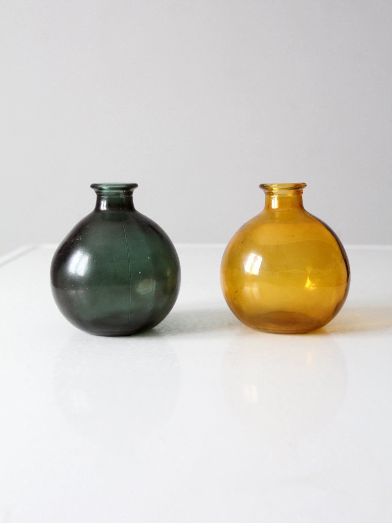 vintage recycled glass vases pair