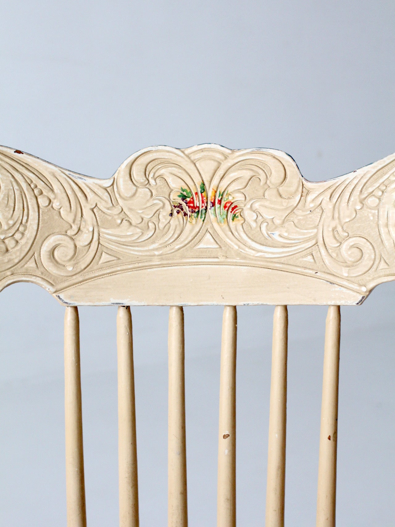 pair of antique folk art painted farmhouse chairs