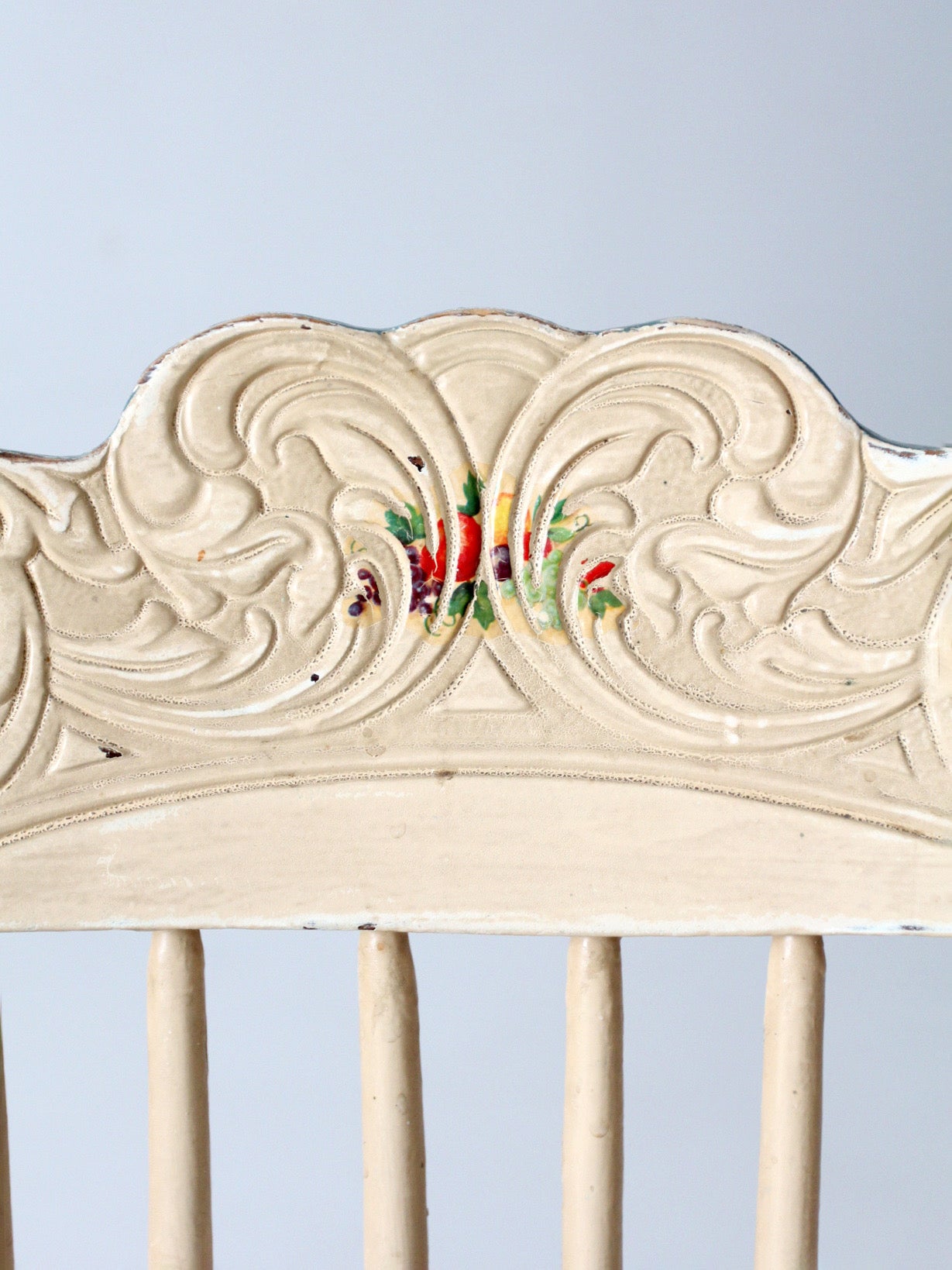 pair of antique folk art painted farmhouse chairs
