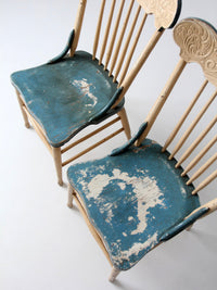 pair of antique folk art painted farmhouse chairs