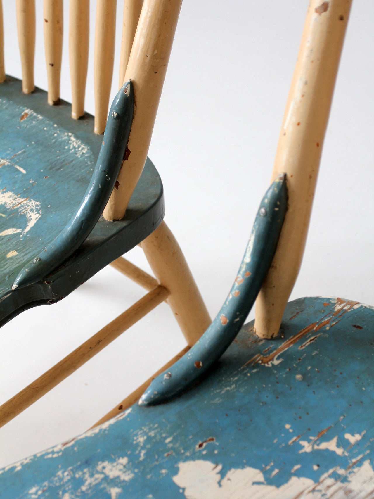pair of antique folk art painted farmhouse chairs