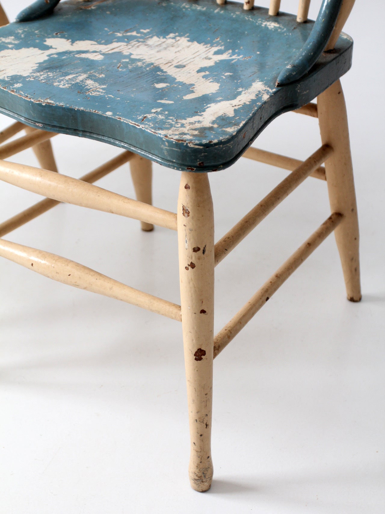 pair of antique folk art painted farmhouse chairs