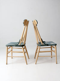 pair of antique folk art painted farmhouse chairs