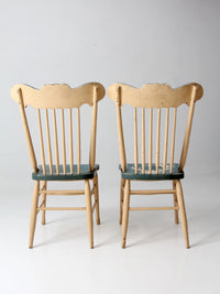 pair of antique folk art painted farmhouse chairs