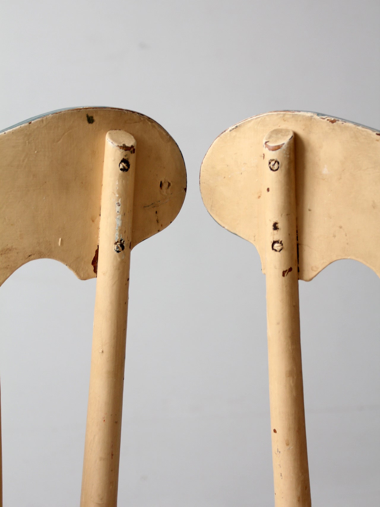 pair of antique folk art painted farmhouse chairs