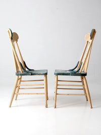 pair of antique folk art painted farmhouse chairs