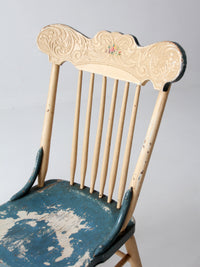 pair of antique folk art painted farmhouse chairs