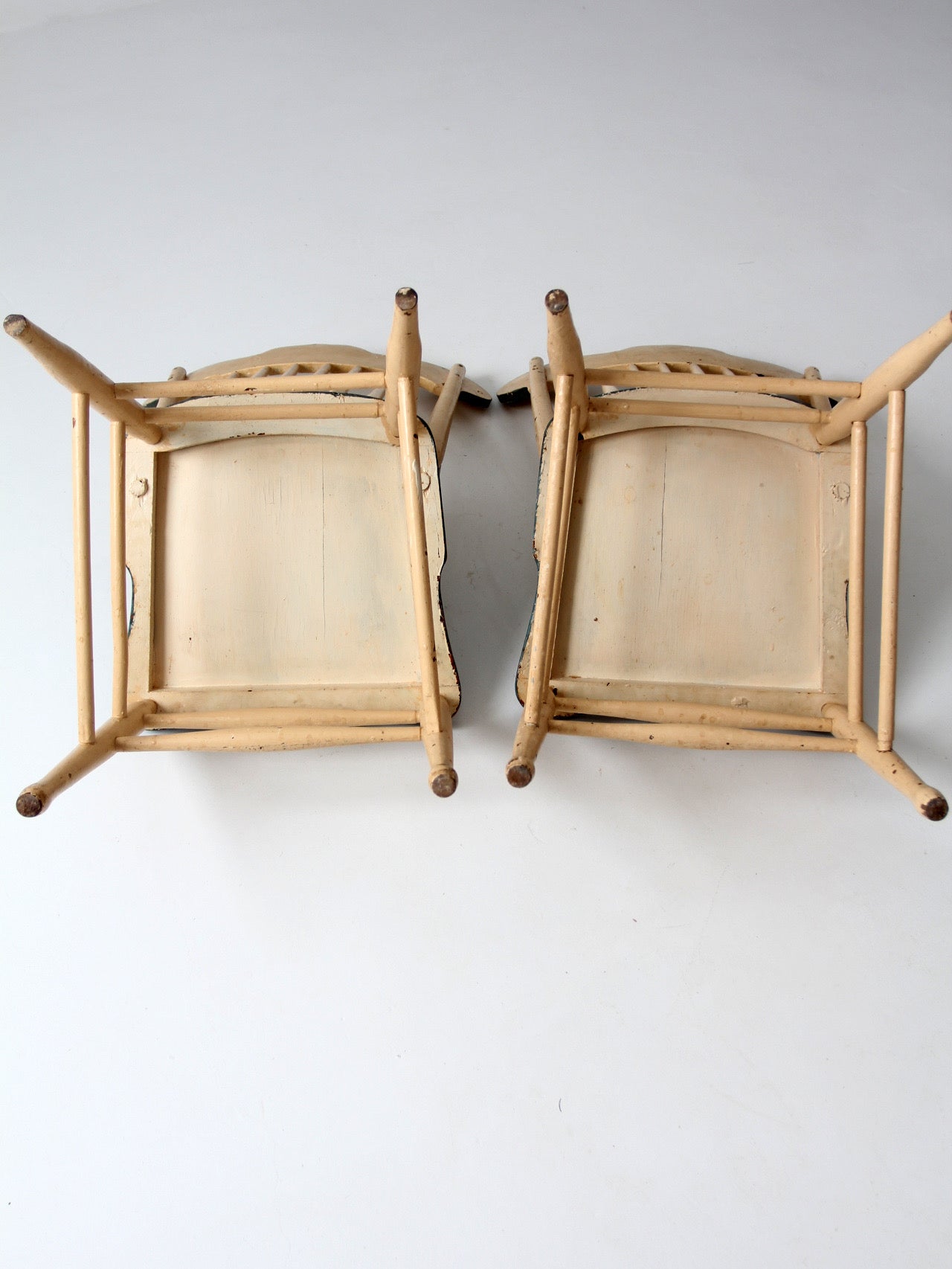 pair of antique folk art painted farmhouse chairs