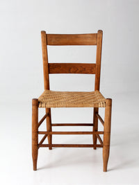 antique ladder back chair with woven splint seat