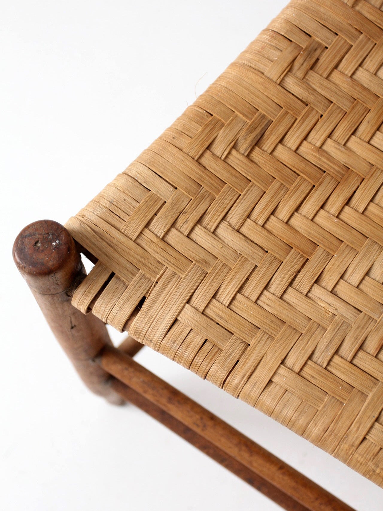antique ladder back chair with woven splint seat