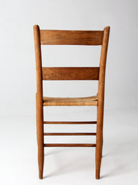 antique ladder back chair with woven splint seat