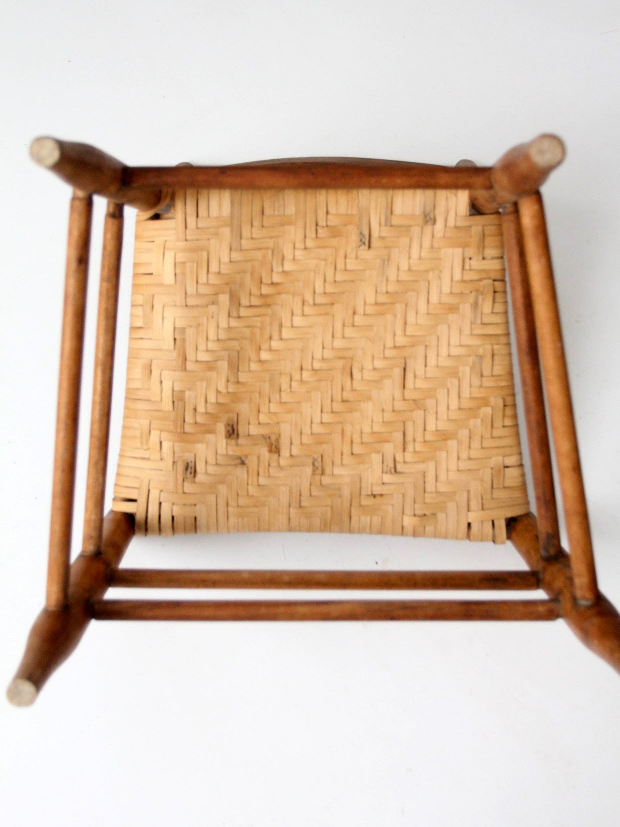 antique ladder back chair with woven splint seat