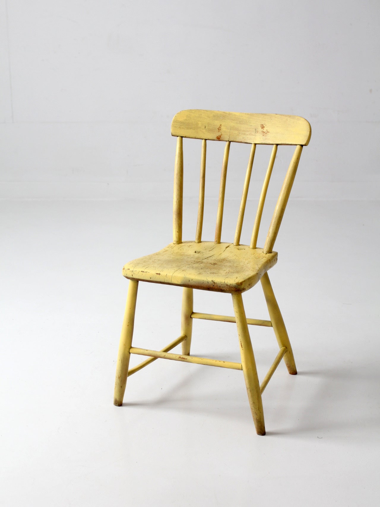 antique primitive painted plank seat chair