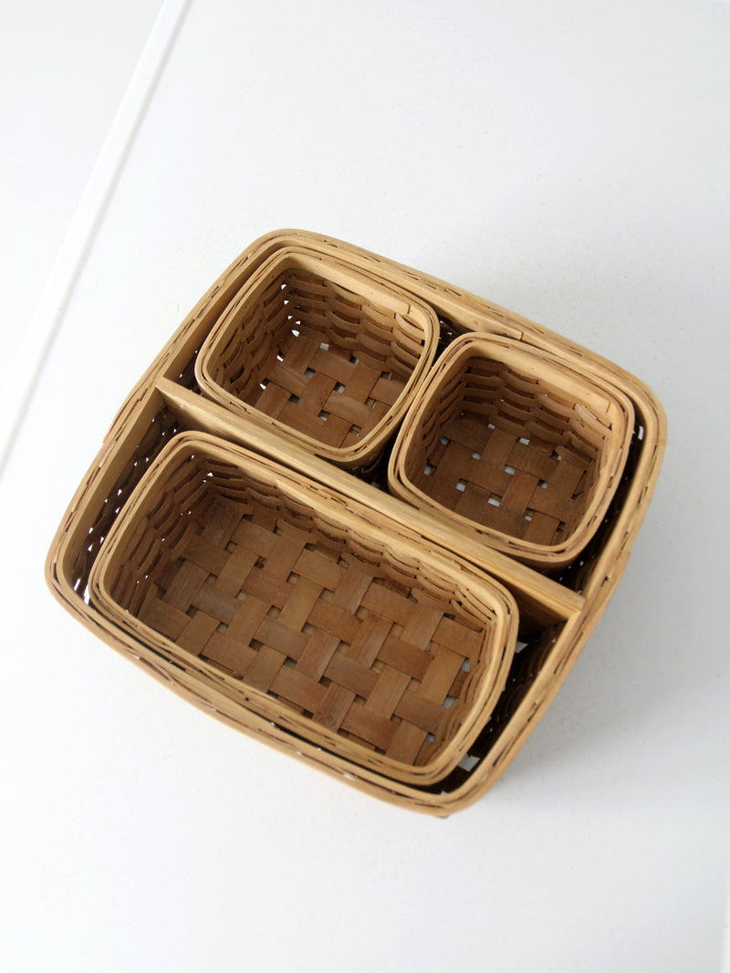 vintage wicker organizing basket set 4