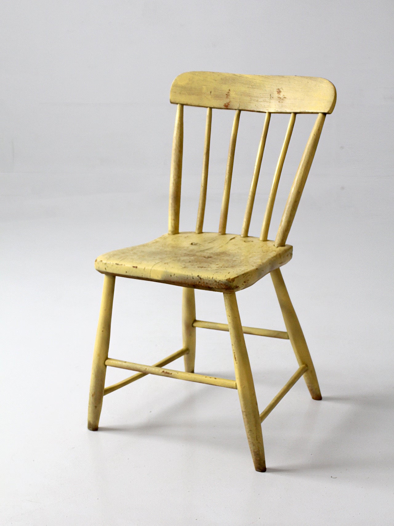 antique primitive painted plank seat chair