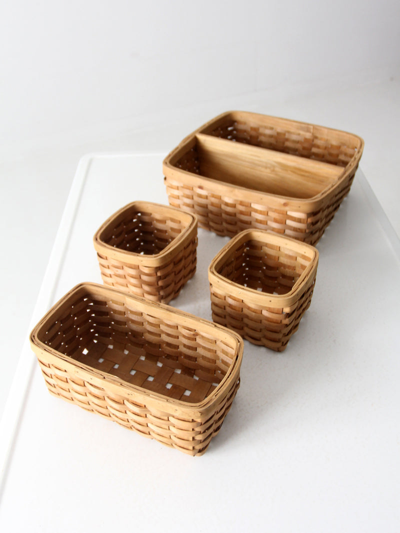 vintage wicker organizing basket set 4