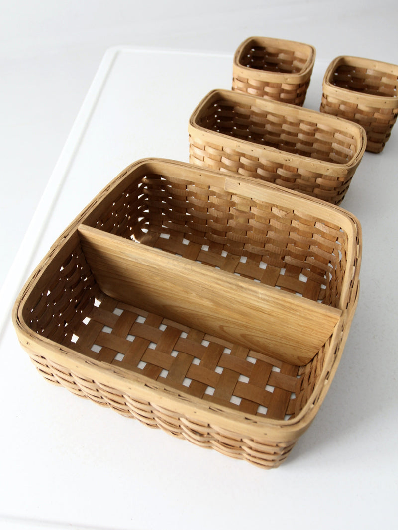 vintage wicker organizing basket set 4