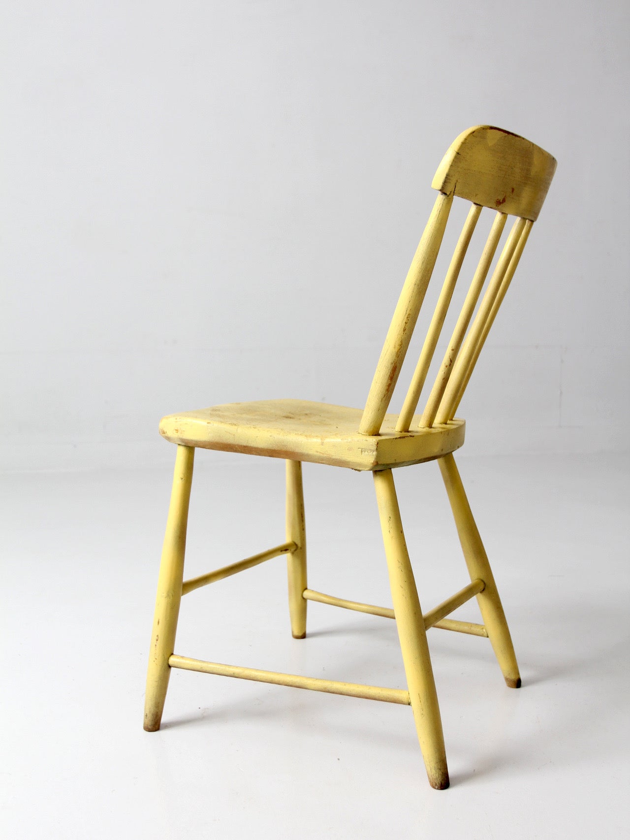 antique primitive painted plank seat chair