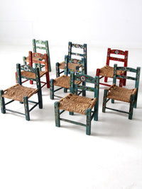 Mexican folk art children's chair collection set of 8