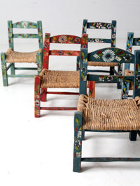 Mexican folk art children's chair collection set of 8