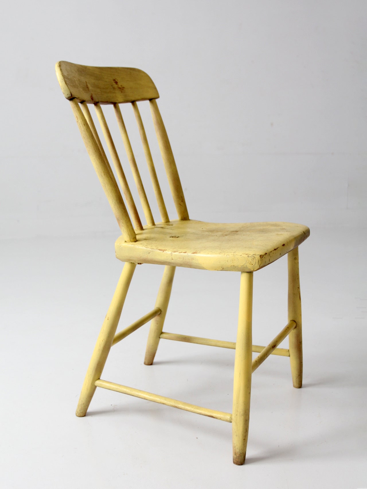 antique primitive painted plank seat chair