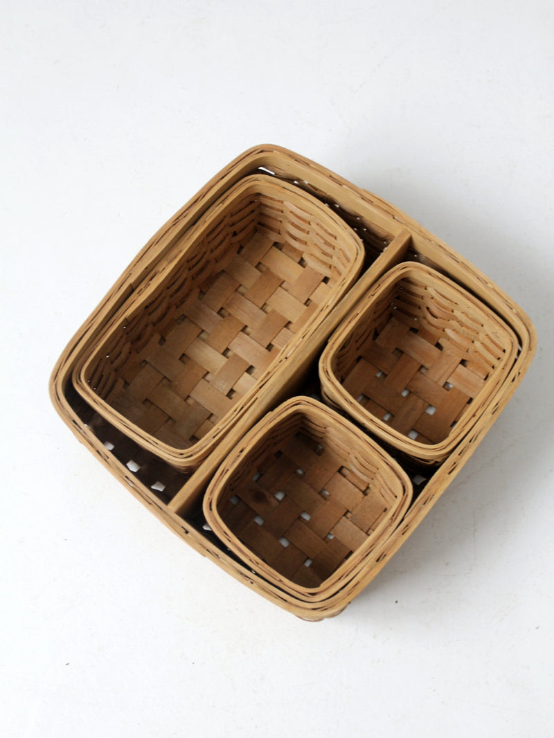 vintage wicker organizing basket set 4