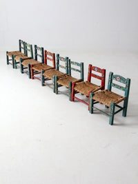 Mexican folk art children's chair collection set of 8