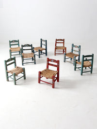 Mexican folk art children's chair collection set of 8