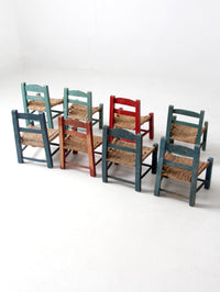 Mexican folk art children's chair collection set of 8