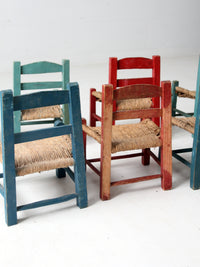 Mexican folk art children's chair collection set of 8