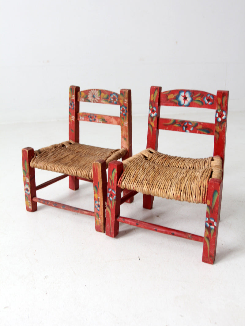 Mexican folk art children's chair collection set of 8