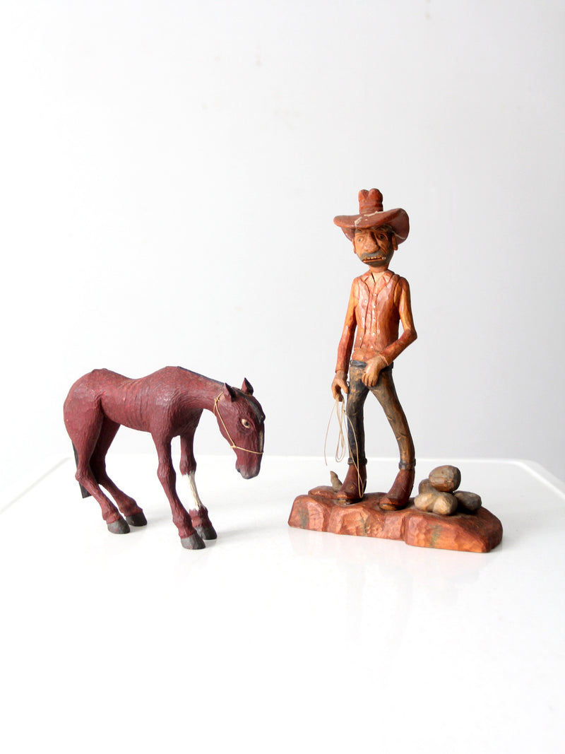 vintage American folk art cowboy and horse