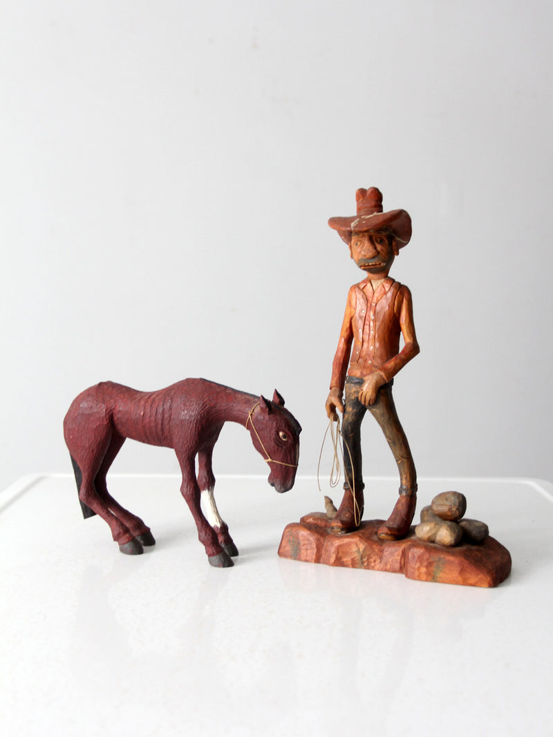 vintage American folk art cowboy and horse