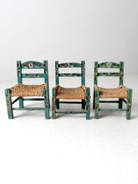 Mexican folk art children's chair collection set of 8