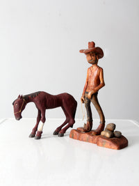vintage American folk art cowboy and horse