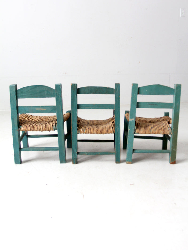 Mexican folk art children's chair collection set of 8