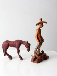 vintage American folk art cowboy and horse