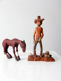 vintage American folk art cowboy and horse